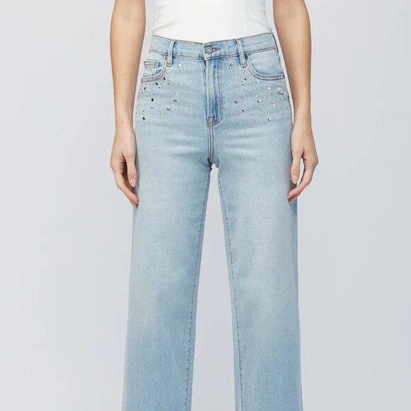 Hidden - Logan Light Wash Studded Hotfix Dad Jean, size 27, NWT - Picture 6 of 13